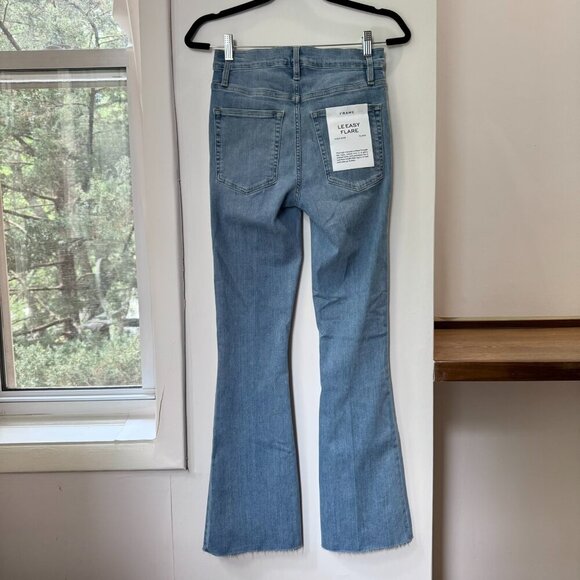 NWT Frame Le Easy Flare Raw Hem Jeans Babitz Blue High Rise Light Wash Denim 26 - Picture 9 of 15